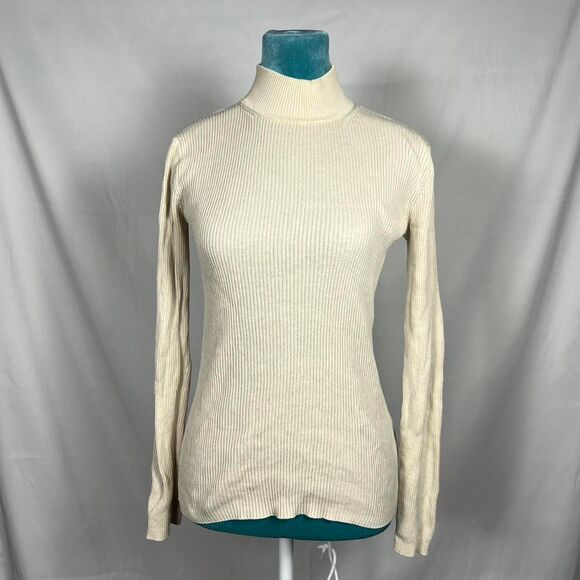 Pendleton Ribbed silk blend Mock Neck Sweater - Cream Knit (Size M) - Picture 1 of 7